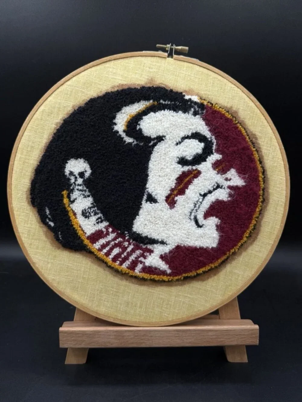 Cross Stitch Florida State Seminoles 10” Round Red Black White College